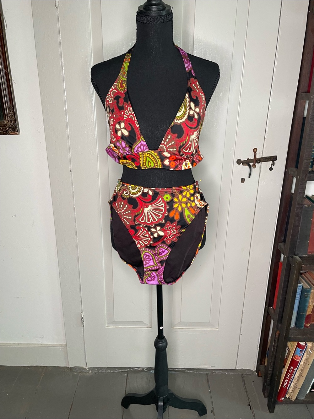 Victoria's Secret Multicolor Floral Bikini Set - Black Base